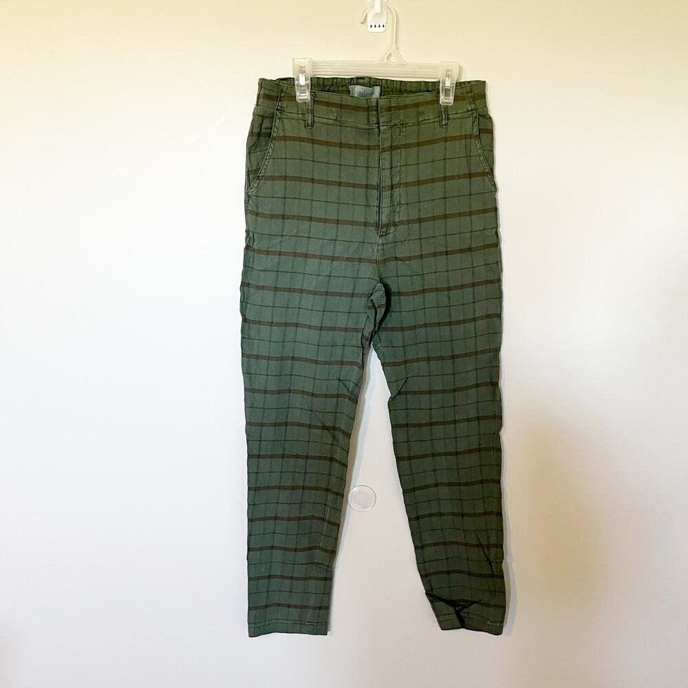 Sundance‎ green plaid linen blend ankle pants women’s size 4 nwt